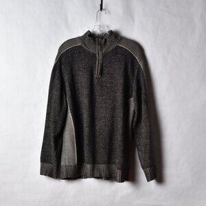 BKE Men's 1/4 Zip Athletic Fit Black Gray Pullover Sweater 2XL XXL